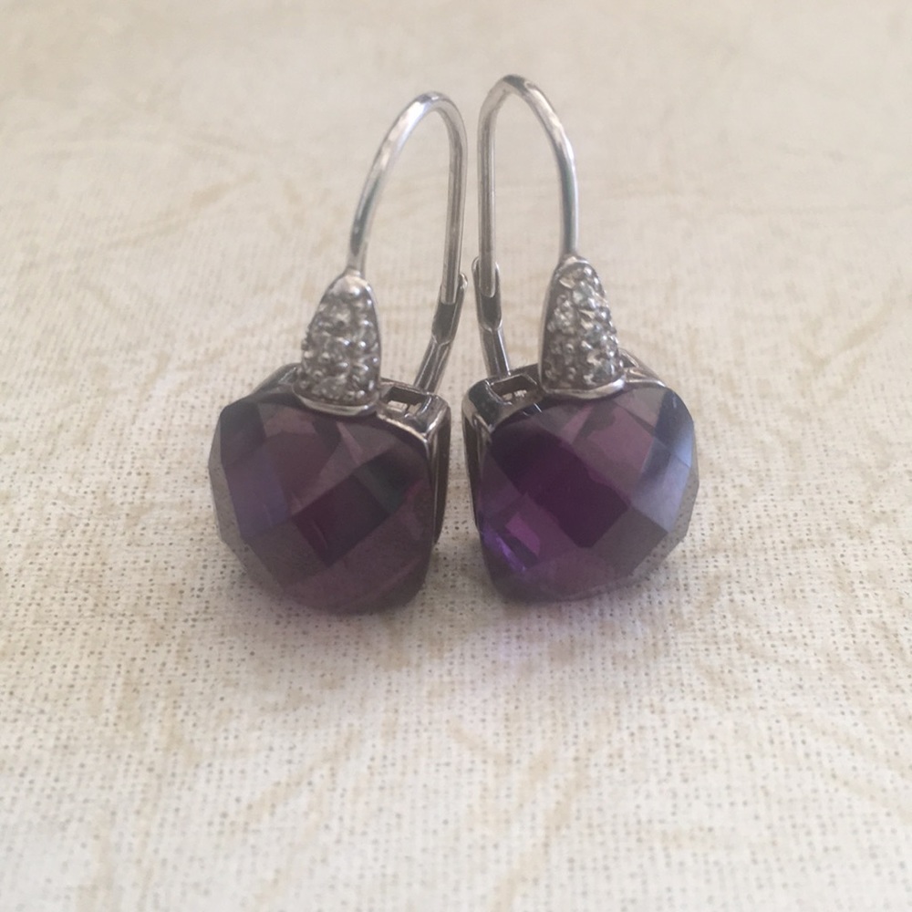 Parisian purple amethyst hoop earrings